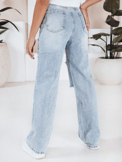 Damen Jeans mit weitem Bein und Löchern blau Dstreet UY2801