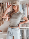 Damen Basic gestreiftes T-Shirt LINESS grau Dstreet RY2821