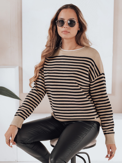 Gestreifter Damen-Pullover ELVARA camel Dstreet MY2525
