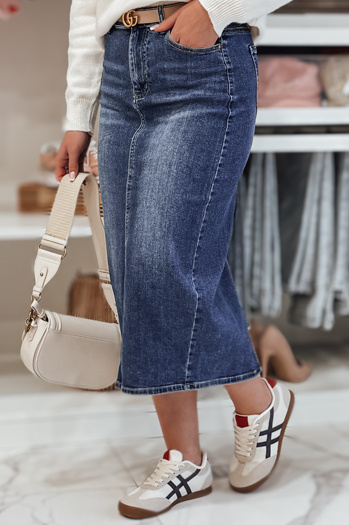 Midirock aus Denim mit Schlitz MERITTA navy blau Dstreet CY0482