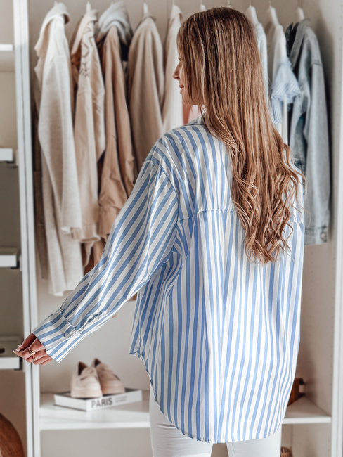 Damen Oversize Shirt mit längerem Rücken SAMONE in blau-weiß gestreift Dstreet DY0461