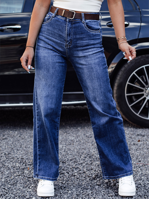 Damen RETROFIT Baggy Jeans Hose mit Gürtel Set in blau Dstreet UY2233