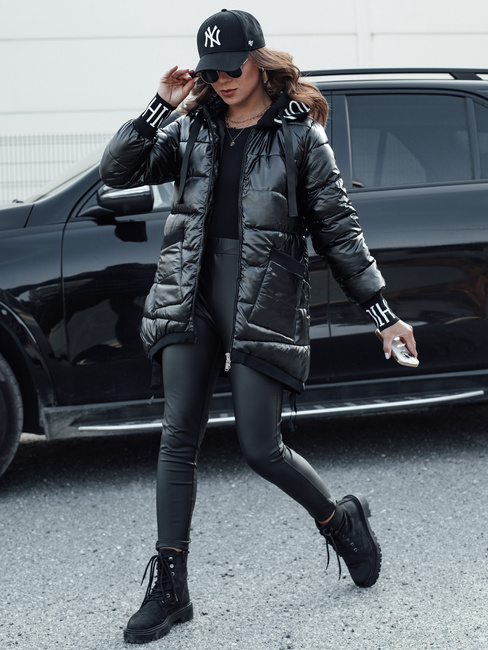 Damen Übergangs-Steppjacke mit Kapuze FASHION CHIC schwarz Dstreet TY4583