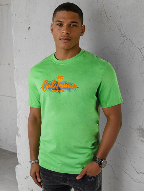 Bedrucktes grünes Herren-T-Shirt Dstreet RX5373