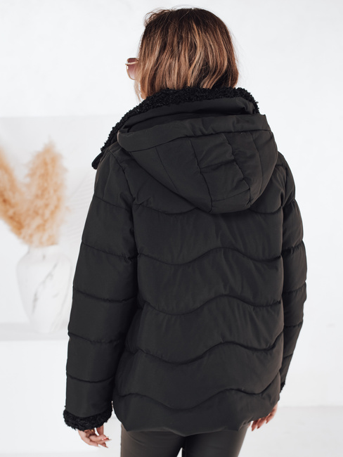 Damen WARMMISS gesteppte Winterjacke mit Kapuze schwarz Dstreet TY4921