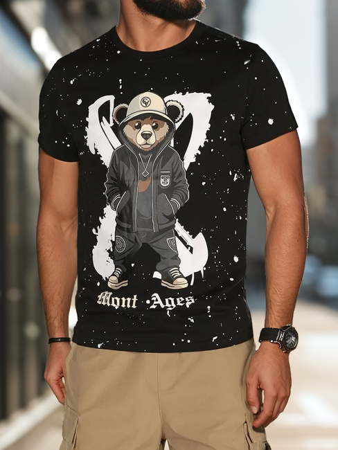 Bedrucktes Herren-T-Shirt schwarz Dstreet RX5655