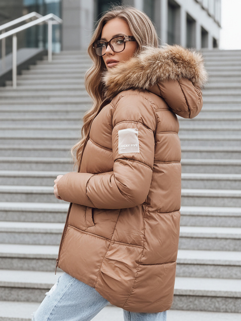 Damen Winter Steppjacke mit Kapuze camel Dstreet TY5508