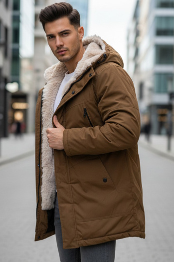 Herren Winter Parka Jacke mit Kapuze grün Dstreet TX4966