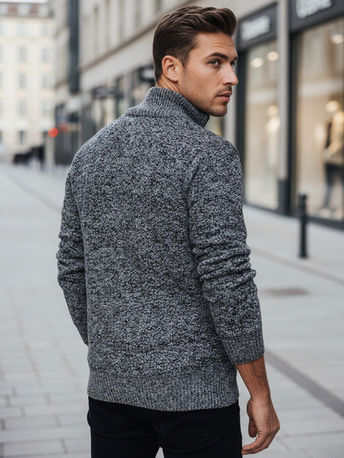 Grauer Herren-Pullover ohne Knöpfe Dstreet WX2251z