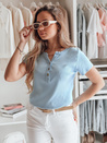 Damen Einheitsgröße gerippte Bluse KISS LOOK blau Dstreet RY2835