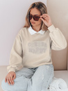 Damen Sweatshirt in Übergröße bedruckt HAPIRES cappuccino Dstreet BY1483