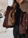 Damen Winter Lederjacke mit Pelz burgundy Dstreet TY5208