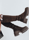 Damenstiefel aus Wildleder mit dicker Sohle braun Dstreet ZY1110