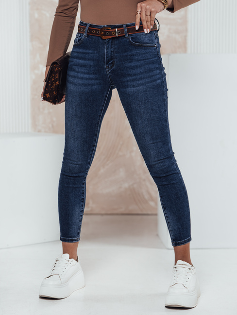 Damen DENIMFITT Skinny Jeans mit Gürtel nicht blau Dstreet UY2321