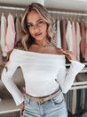 Damen Einheitsgröße Pullover mit offenen Schultern SHOWIT weiß Dstreet MY2426