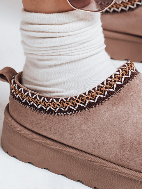 Damen Schneestiefel mit gesticktem Wildleder beige Dstreet ZY1183