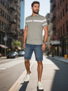 Herren Poloshirt mit Streifen grau Dstreet PX0629