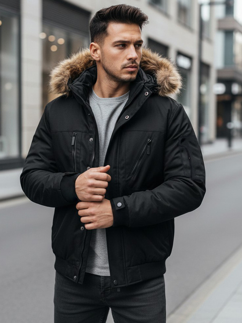 Herren Winterjacke mit Kapuze schwarz Dstreet TX5111