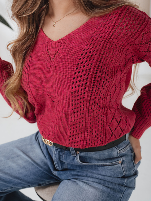 Damen Lange Pullover DARIA Farbe Rot DSTREET MY1719