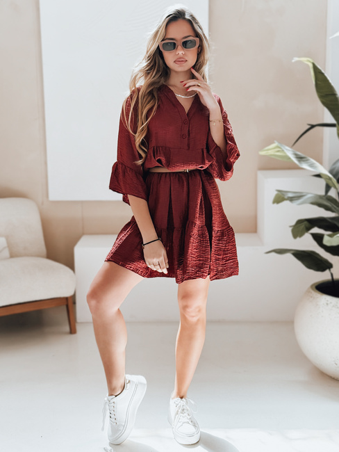 Sommer-Musselin-Kleid LYVONNE burgunderrot Dstreet EY2614