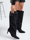 Damenstiefel mit breitem Schaft aus Wildleder schwarz Dstreet ZY1024