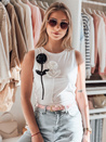 PETITO weißes Dstreet trägerloses T-Shirt für Frauen mit Blumenmuster RY2730