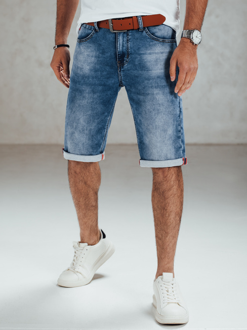 Blaue Denim-Shorts für Männer mit Gürtel Dstreet SX2558