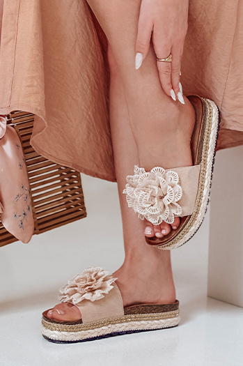 Damen Blumen Flip-Flops KWIATARIS beige Dstreet ZY0912