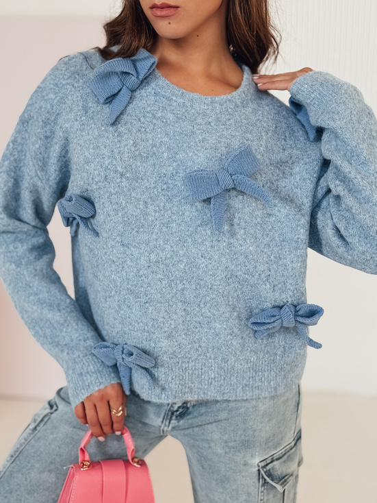 Damen Pullover in Übergröße BOWTONE mit Schleifen blau Dstreet MY2353