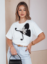 Damen-T-Shirt mit Verzierung PEARLI weiß Dstreet RY2718