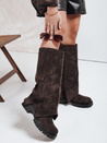 Damenstiefel mit breitem Schaft aus Wildleder braun Dstreet ZY1170