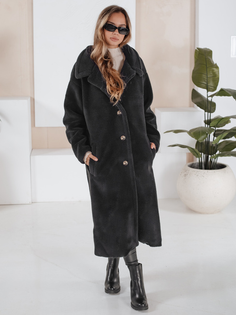 Damen Wintermantel Teddyfell lang schwarz Dstreet NY0760