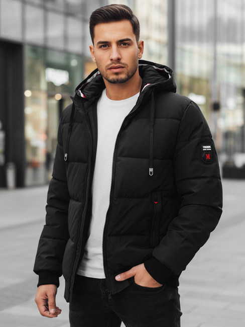 Herren Winterjacke mit Kapuze schwarz Dstreet TX5087z