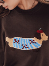 Damenpullover mit Hundeapplikation CHICPAWS braun Dstreet MY2544