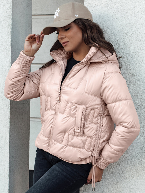 Damen FASHWARM kurze Steppjacke mit Kapuze rosa Dstreet TY4641