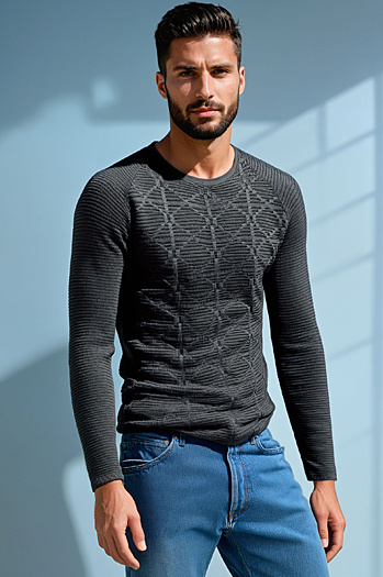 Anthrazitfarbener Herren-Pullover WX2305