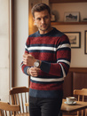 Gestreifter Herren-Pullover rot Dstreet WX2264