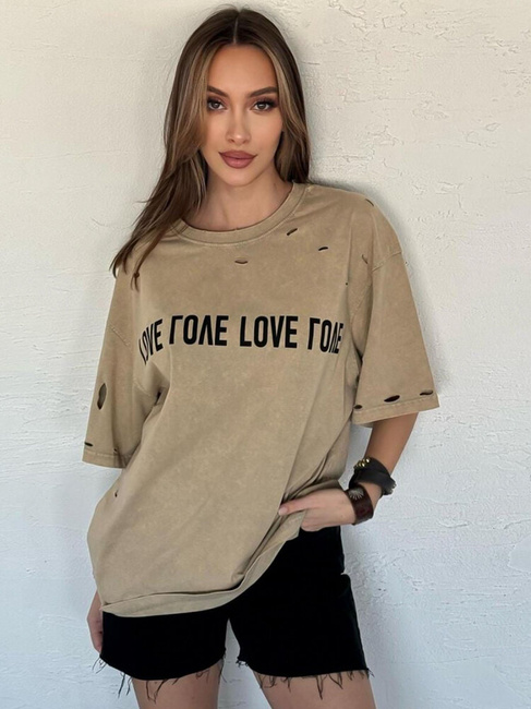 Bedrucktes Damen-T-Shirt BONGANIR beige Dstreet RY2635