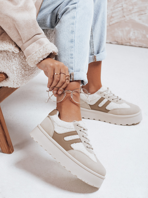 Frauen isolierte Plattform Turnschuhe beige Dstreet ZY1080