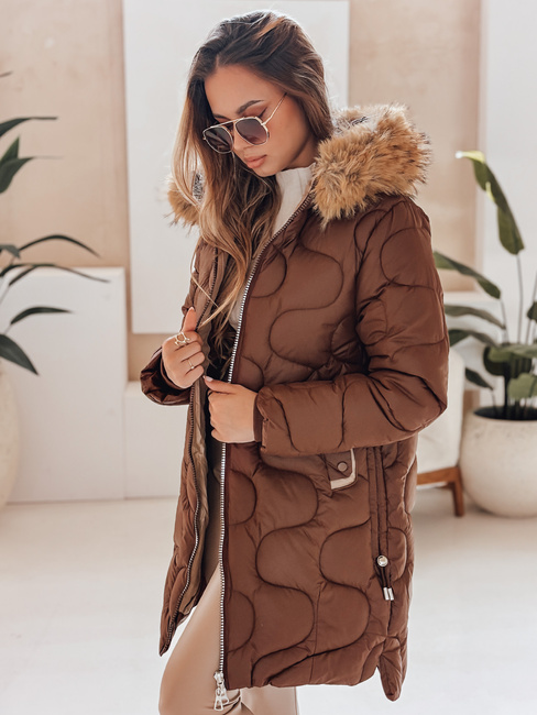 Damen Winterjacke VIRELIA gesteppt mit Kapuze braun Dstreet TY4936