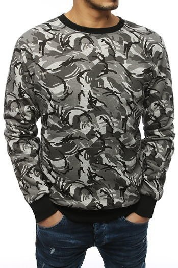 Herren Sweatshirt ohne Kapuze mit Motiv Grau BX4266