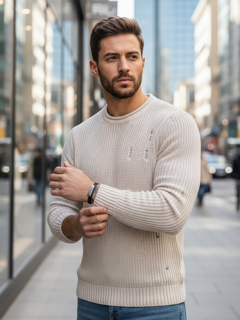 Herren Klassische Pullover Farbe Beige DSTREET WX1992