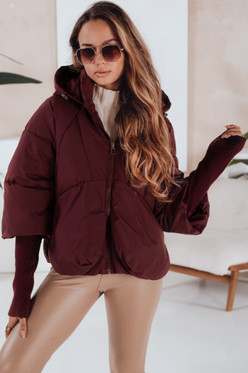 MISSLAYER Damen Winterjacke mit Kapuze burgunderrot Dstreet TY5037