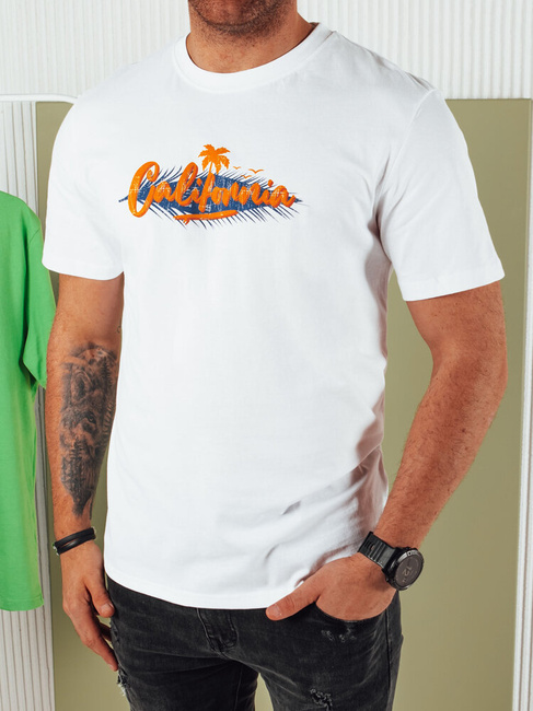 Bedrucktes weißes Herren-T-Shirt Dstreet RX5371