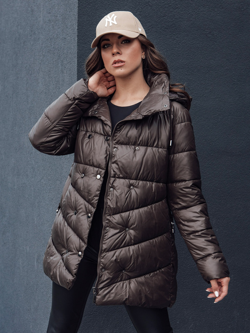 Gesteppter Damen-Wintermantel mit Kapuze BLOOM mocha Dstreet TY4517