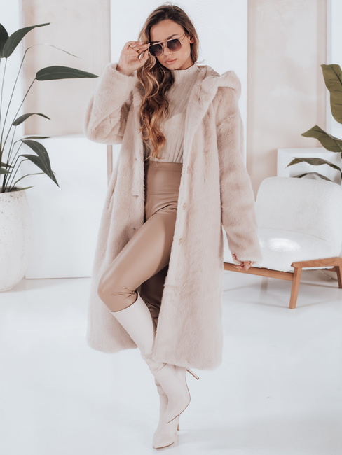 Damen Pelzmantel HELLOCHIC lang beige Dstreet TY4987