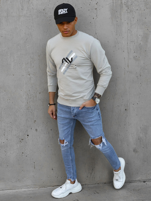 Bedrucktes Herren Sweatshirt beige Dstreet BX5363