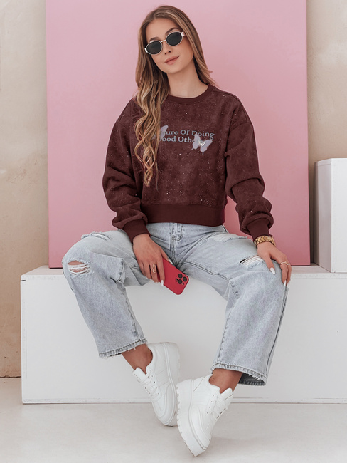 Damen Sweatshirt in Übergröße mit Schmetterling SPARKI burgund Dstreet BY1405