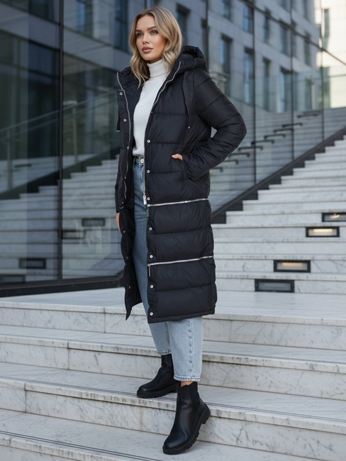 Lange Damen Winterjacke navy blau Dstreet TY5467