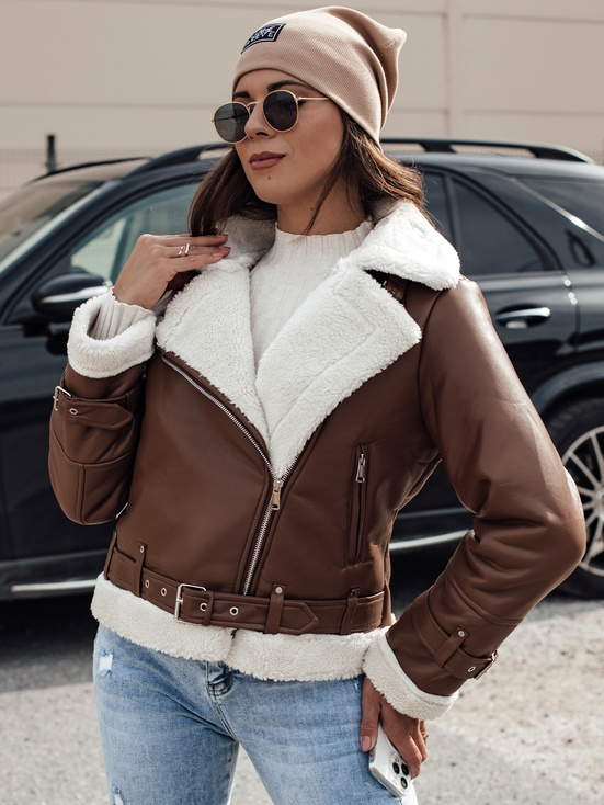 Damen Leder Winterjacke BELLCIAO braun und beige Dstreet TY4684